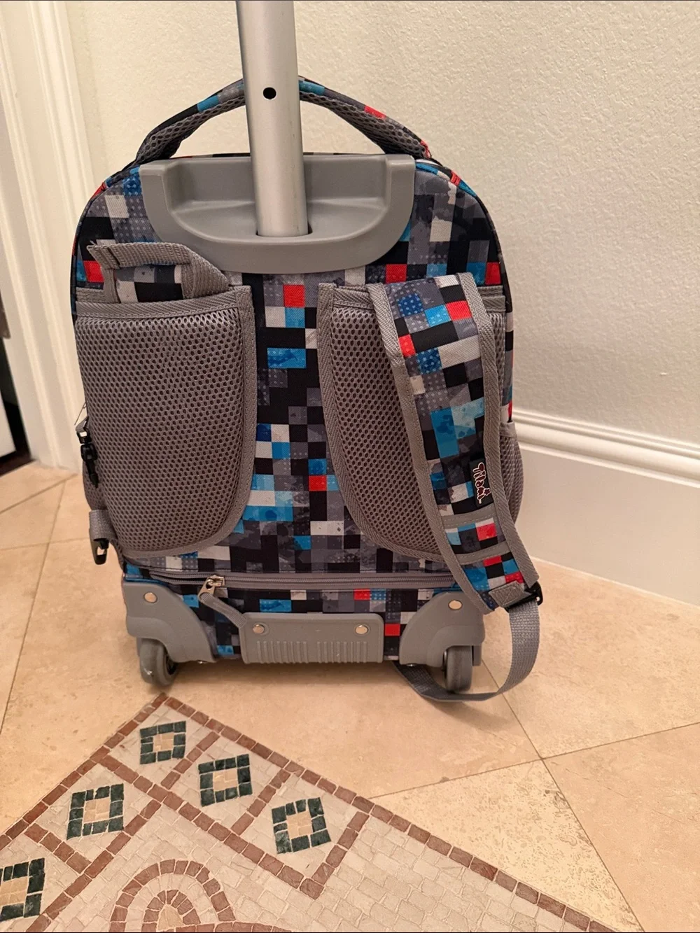 Trolley Backpack in Multicolor Pixel Print - Unbranded